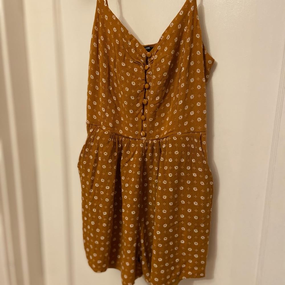 Burnt Orange and White Romper Size M Medium